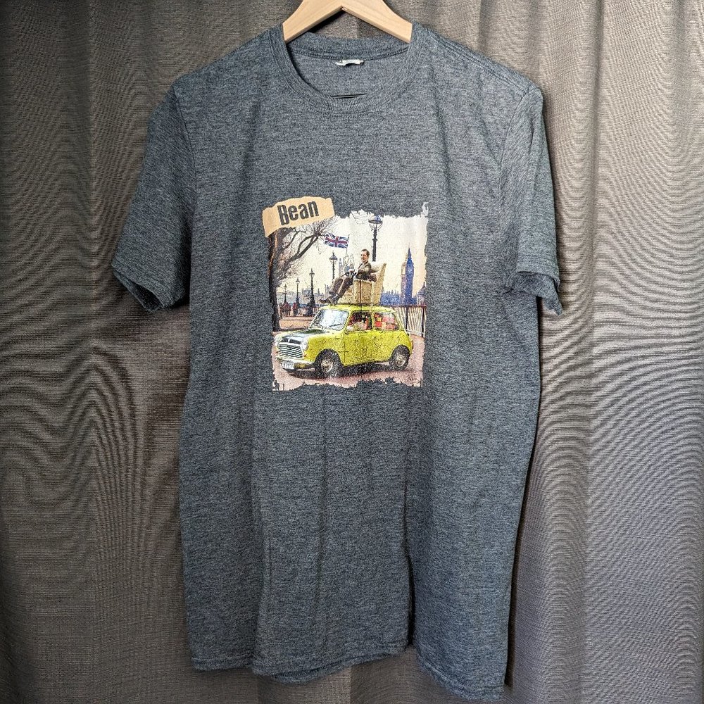 Men's Size L Grey Heather, Stretch "Mr. Bean" T-Shirt